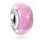  Ciondolo charm in vetro di murano rosa, argento S925