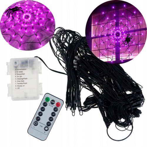  SPIDER WEB 70 LED ILLUMINAZIONE ARTIFICIALE DI HALLOWEEN VIOLA