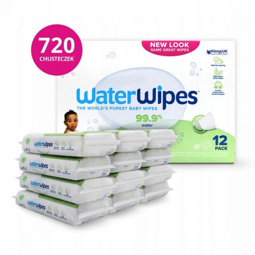  Salviette umidificate per bambini 720 pz WaterWipes 12 x 60 pz.