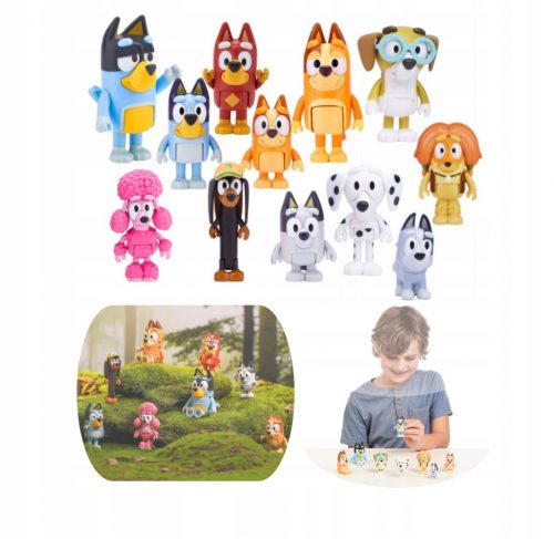  12x FIGURINE BLUEY BINGO Cani Amici di famiglia, Bing Toys, DALLA POLONIA