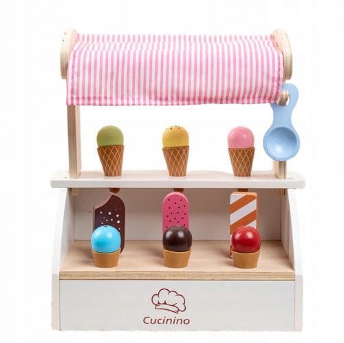  Set gelateria in legno con tettoia per bambini. Gelato su magnete XXL