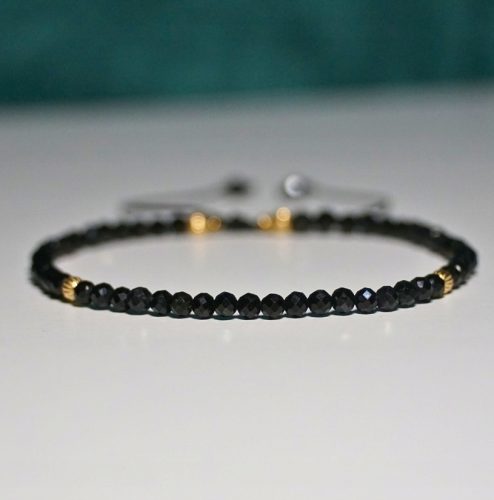  Bracciale con Tormalina Nera 3 mm - Talismano con cristalli spezzati