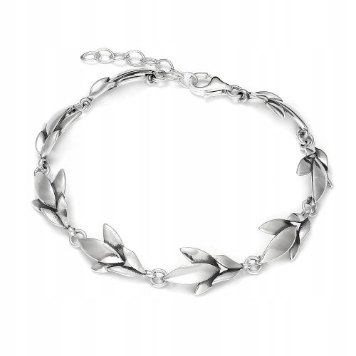  Bracciale in argento, foglie ossidate, argento 925