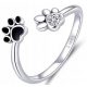  Anello regolabile in argento cane gatto zampa di cane cuore 925 + GRATIS!