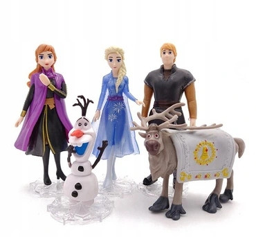  Figure Elsa e Anna Frozen Sven Olaf 5 pezzi