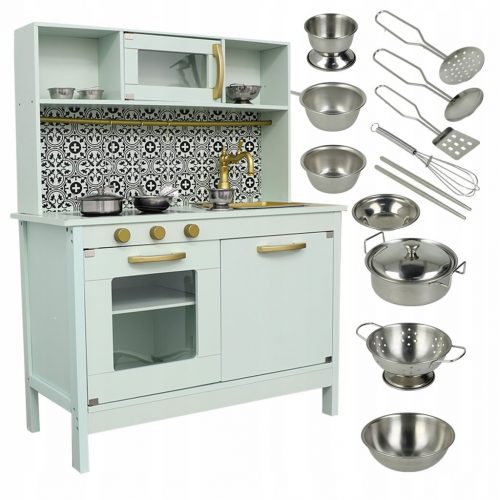  CUCINA GRANDE PER BAMBINI RIPIANI EMILIA IN LEGNO MENTA ACCESSORI SUONO