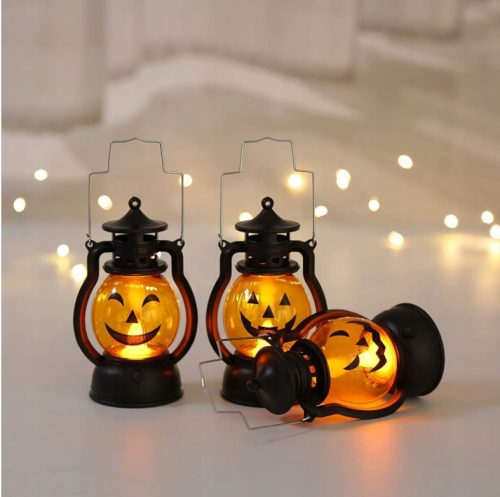  Lanterna portatile a forma di zucca di Halloween a LED da 3 pezzi