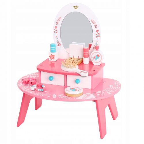  TOOKY TOY Toeletta per trucco in legno rosa con specchio