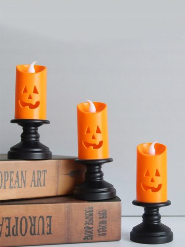  Candele LED colorate senza fiamma a forma di zucca - Decorazioni di Halloween