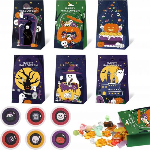  UN SACCHETTO DI CARTA PER CARAMELLE SET 6x SACCHETTI DI CARTA DI HALLOWEEN