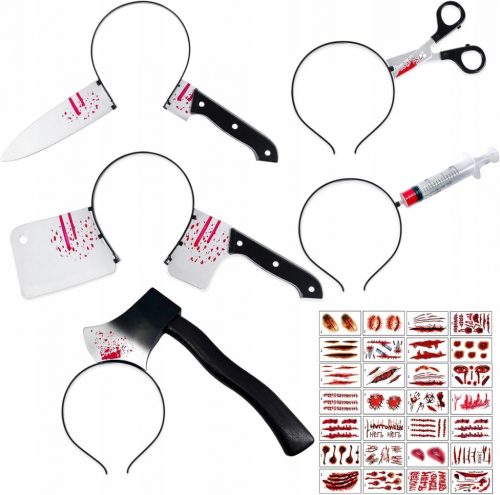  SET FASCIA FORBICI COLTELLO SIRINGA CLEADER + TATUAGGI HALLOWEEN