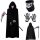  Set mantello da 5 pezzi/set per Halloween Grim Reaper, costume da mantello nero