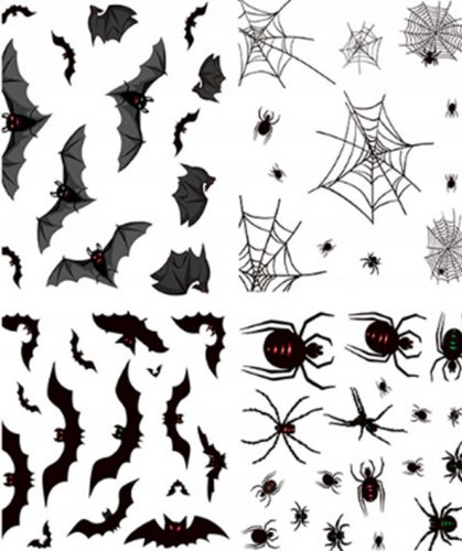  ADESIVI DECORATIVI HALLOWEEN Ragni 4 in 1