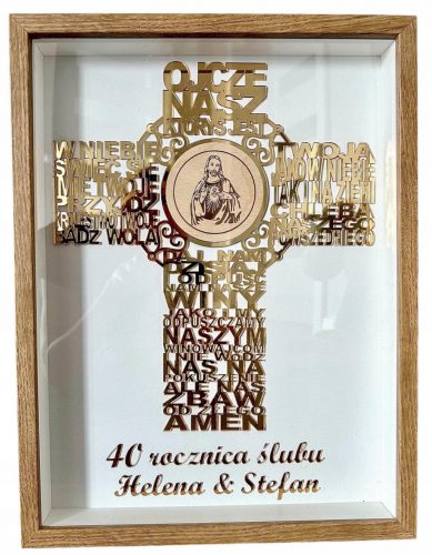  ANNIVERSARIO DI MATRIMONIO SOUVENIR REGALO GIUBILEO BELLISSIMO DIPINTO IN ORO IN CORNICE CROCE