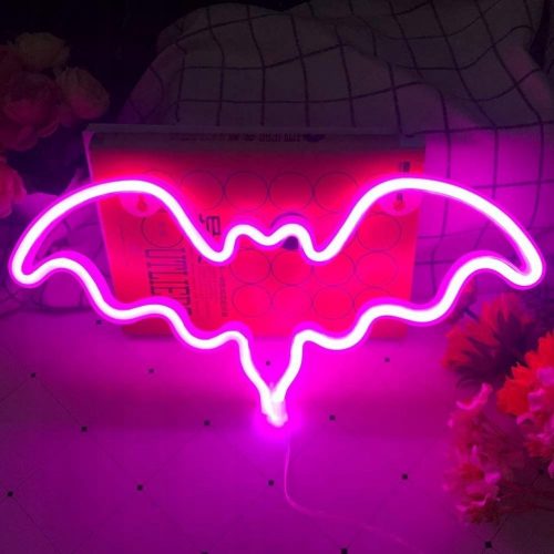  Regalo per bambini con insegne al neon di Halloween, pipistrelli, luci al neon a LED