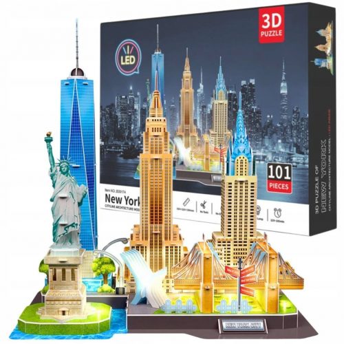  PUZZLE 3D CITTÀ DI YORK PANORAMA NEW YORK LUCE LED 101 ELEMENTI