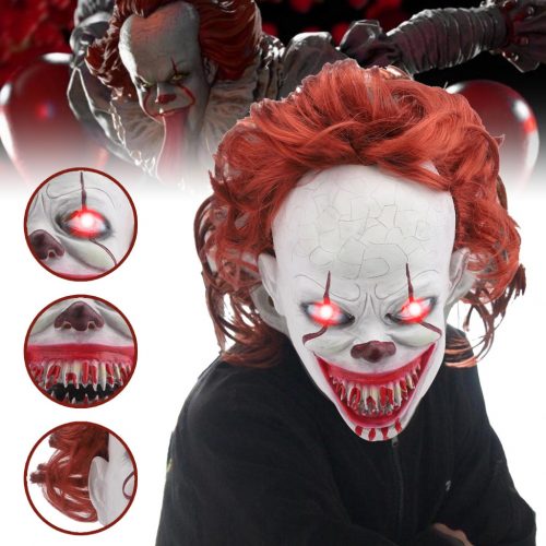  MASCHERA DA CLOWN CON LED, COSTUME DA JOKER COSPLAY PER HALLOWEEN