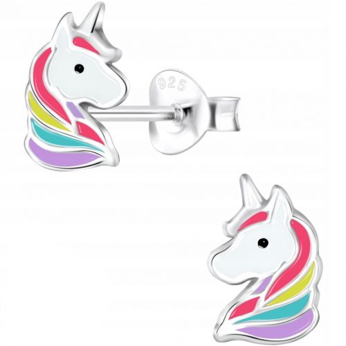  ORECCHINI IN ARGENTO 925 PER BAMBINA, UNICORNO