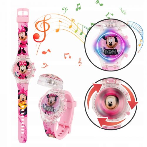  OROLOGIO ELETTRONICO MINNIE MOUSE, QUADRANTE APRIBILE, LED DI GIOCO LUMINOSO