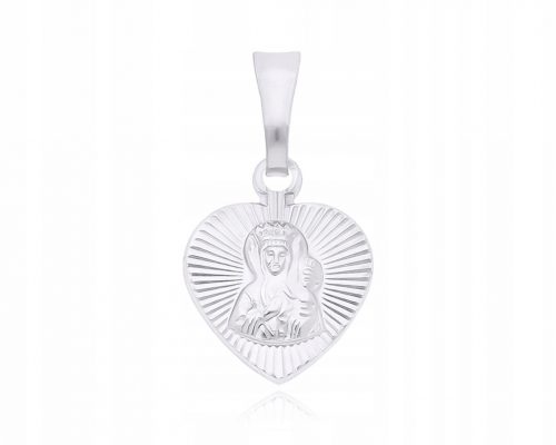  Medaglione d'argento Nostra Signora di Częstochowa Cuore inciso pr.925