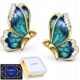  Orecchini Ali di Farfalla Blu Farfalle in Argento 925 Placcato Oro 585 Oro