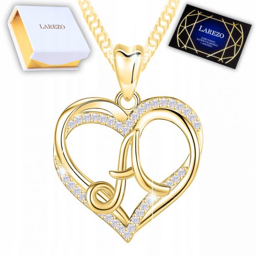  Collana in oro 14 carati Cuore con lettera in argento 925 Lettera d'amore A 585 placcata in oro