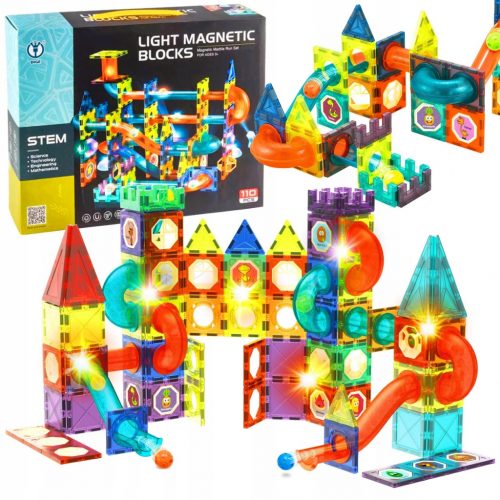  BLOCCHI EDUCATIVI DI COSTRUZIONE MAGNETICA PUZZLE PISTA LUMINOSA 75 PZ