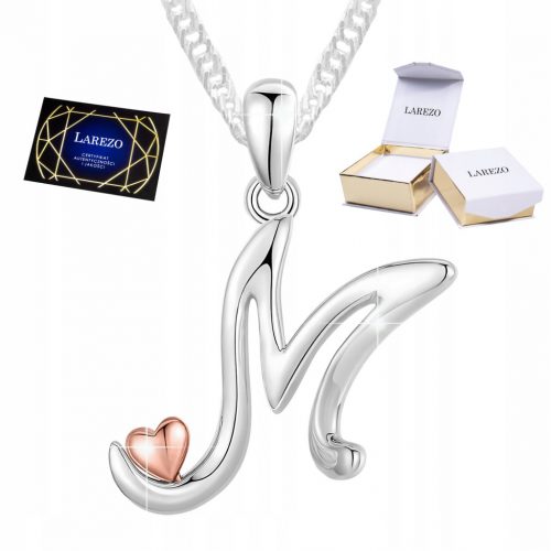  Collana in Argento Lettera con Cuore Lettera Grande Iniziale M Cuore ARGENTO 925