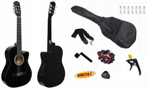  CHITARRA ELETTROCLASSICA 4/4 MONTANA CEQ NERA LUCIDO + ACCESSORI - SET