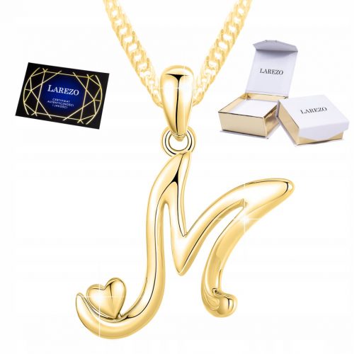  Collana in Oro Cuore Lettera ARGENTO 925 Lettera M per un Regalo PLACCATO ORO 585