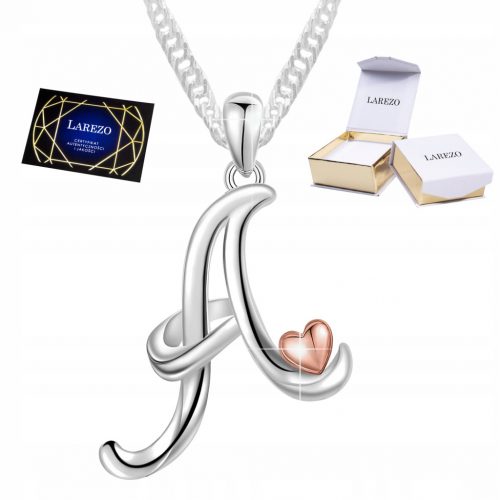  Collana in Argento Lettera con Cuore Lettera Grande Iniziale A Cuore ARGENTO 925