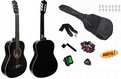  CHITARRA CLASSICA MONTANA NERA 4/4 + ACCESSORI + OMAGGI