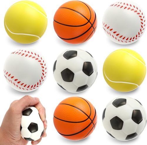  8 PALLE ANTISTRESS IN SCHIUMA CALCIO TENNIS BASKET BASEBALL