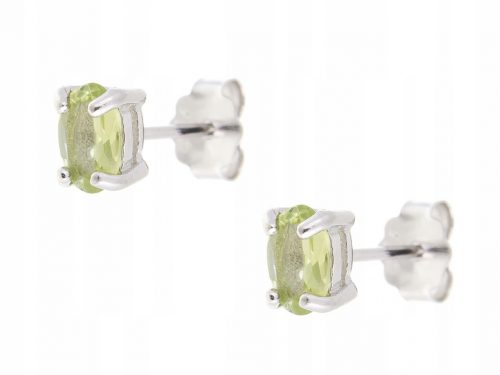  ORECCHINI CON PERIDOTTO IN ARGENTO, NATURALE 6x4, PLACCATO RODIATO, REGALO