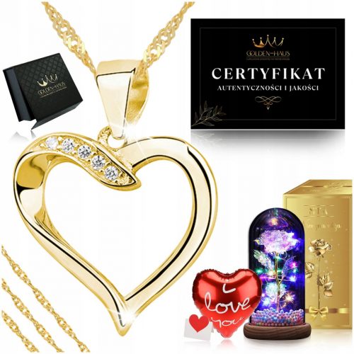  COLLANA CUORE ORO + ROSA ETERNA LED / REGALO PER L'ONOMALE DEL TUO NONNO