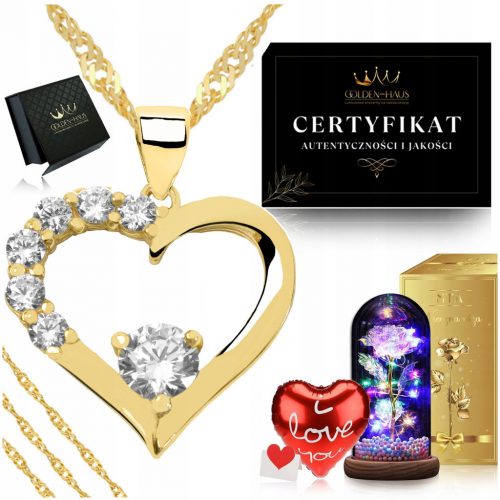  COLLANA CUORE ORO + ZIRCONI ROSA ETERNA LED / REGALO PER MADRE, ZIA