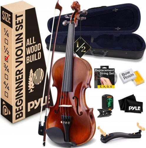  VIOLINO CLASSICO PER BAMBINI 1/2 SET COMPLETO ACCESSORI PYLE PGVILN15