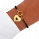  Bracciale con perline, nero, pendente a cuore, cuore in regalo