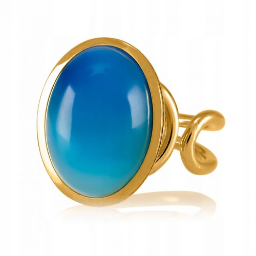  ANELLO IN ARGENTO PLACCATO ORO CON AGATA BLU