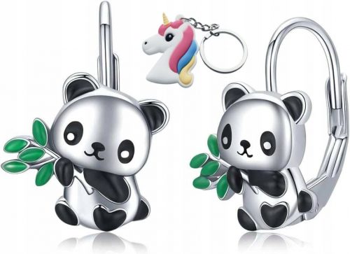  ORECCHINI IN ARGENTO PER BAMBINA PANDA, ARGENTO 925