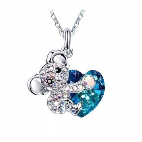  Collana cuore in argento con orsetto Koala e zirconi