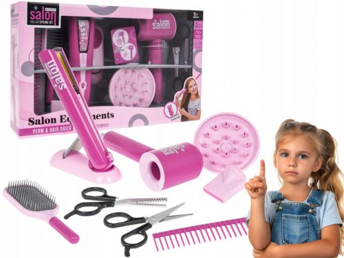  SET ACCONCIATURA per bambini, asciugacapelli, SALONE ACCONCIATURA, 9 elementi, accessori