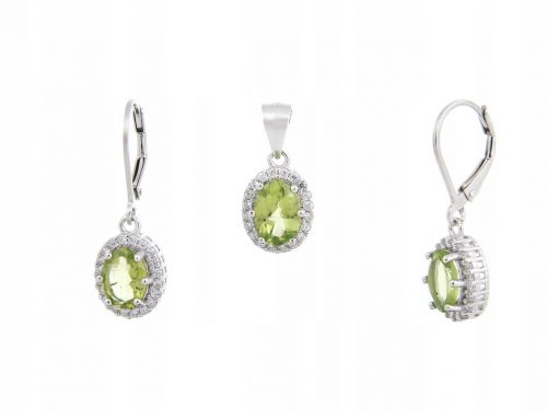  PARURE IN ARGENTO RODIATO, PERIDOTTO COL+WIS, NATURALE