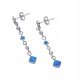  ORECCHINI LUNGHI 4 cm ARGENTO RODIATO 925 OPALE BLU ZIRCONI A PERNO