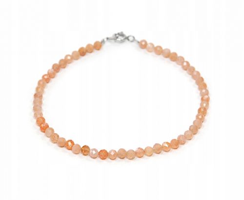  Bracciale, SUNSTONE naturale, palline sfaccettate, argento 3 mm