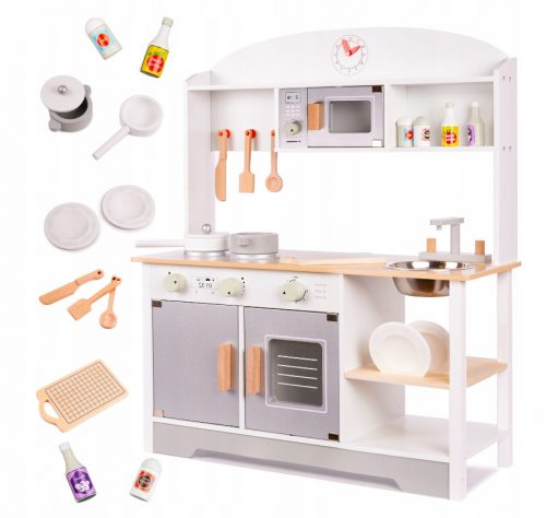  CUCINA IN LEGNO PER BAMBINI PENTOLE ACCESSORI MDF MODERNO CLASSICO 82CM