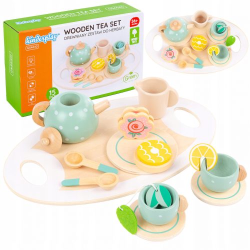  SET DA TÈ IN LEGNO PER BAMBINI ACCESSORI KINDERPLAY + VASSOIO