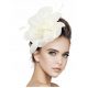  Toque fascinator color crema ecru, cappello elegante, fiocco, banchetto, comunione