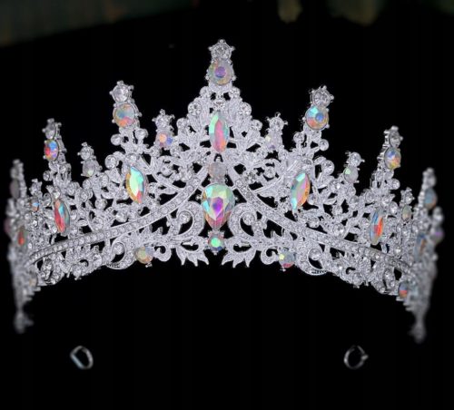  Grande tiara nuziale in argento con tiara per l'addio al nubilato della sposa