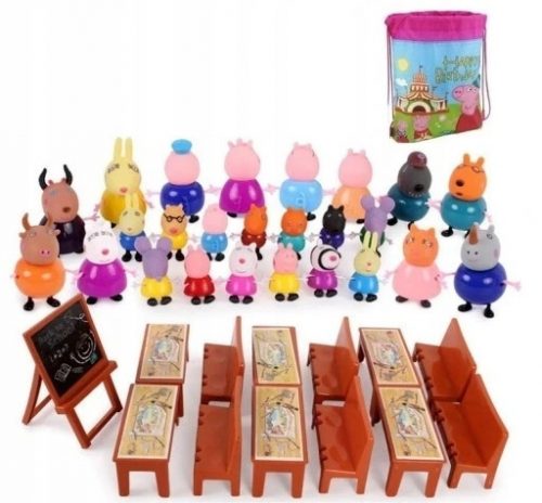  Statuette di Peppa Pig 38 pezzi in uno zaino per la scuola